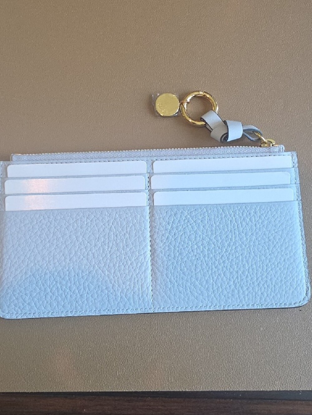 Chloé Pale Gray Pebbled Leather Wristlet with Gold Charm. Never Used. - Picture 2 of 2